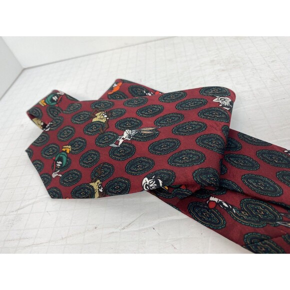 Vintage Looney Tunes Mania Men’s Necktie Paisley Print 1994 ￼Taz Bugs Bunny Ect - Picture 9 of 10
